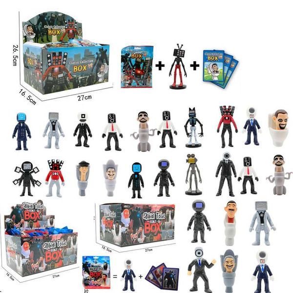 Действие игрушек фигуры 24pack/set случайный стиль туалетный туалет Skibidi с картой игрушечной игрой туалет против монитора Man Action Pigturin