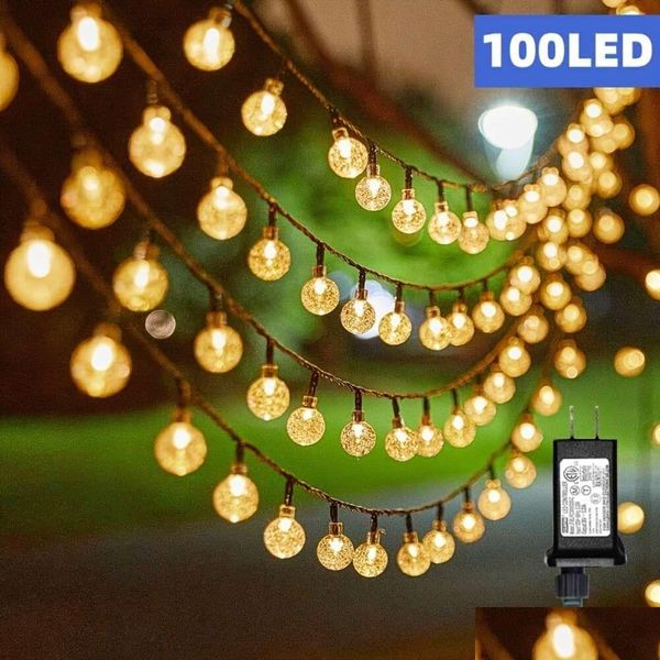 Altri decorazioni per la casa 1 pacchetto 100 LED LED 64ft IP65 Crystal Globe Plug in luci impermeabili a corda con 8 modalità di illuminazione Halloween Outdoor per G dhxut