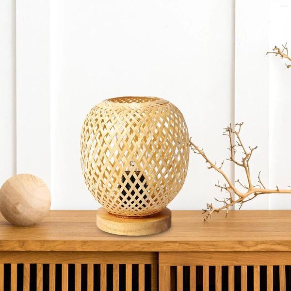 Lâmpadas de mesa Ornamento de vime Bamboo Tecido Lâmpada Acenda estilo japonês para sala de estar PONTRAGEM QUARTO CASA EU