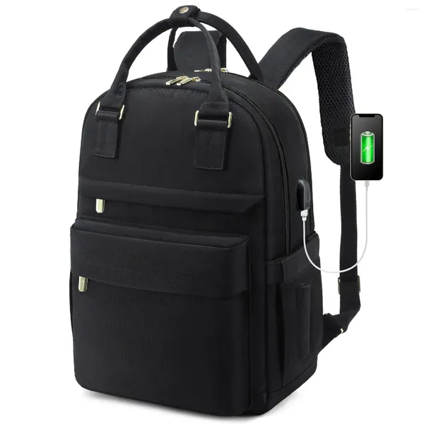 Mochila de viagens de moda de bolsas escolares para mulheres Bolsa de laptop de carregamento USB Backpacks de malas multifuncionais