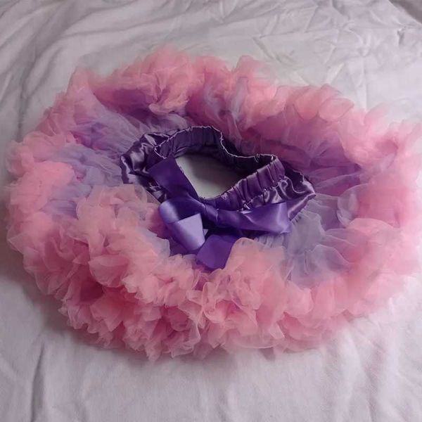 vestido tutu baby petti tutu saia de saia mole de tule para festa de aniversário dança de garotas de garotas de garotas roxo com bainha rosa d240507