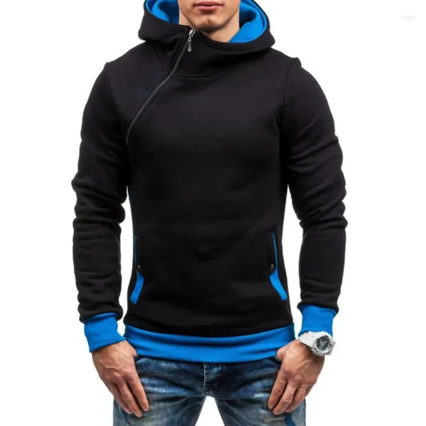 Erkek Hoodies Marka 2024 Hoodie eğik fermuar düz renkli erkekler moda izi erkek sweatshirt kapüşonlu erkekler amaçlı tur xxl