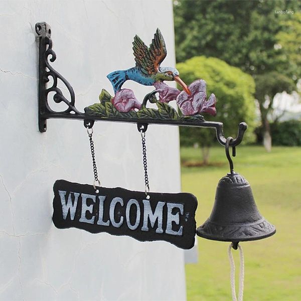 Figurine decorative Umeko Duty Duty Duty Iron Ghisa Cell Colorato Colorato Hummingbird Hand Ahaking Door Cena a casa Benvenuto per la scuola di Chiesa domestica