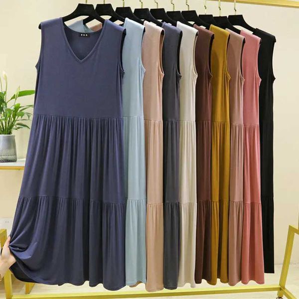 Women's Sleep Lounge a V-Neck Sleeveless Modal Evening Dress Womens Pigin