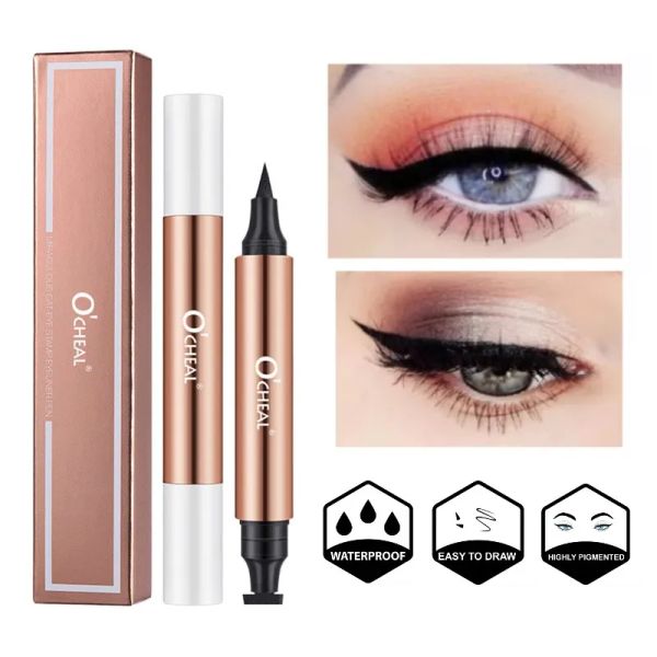 Eyeliner meistverkaufte Eyeliner Stempel Schwarzer Flüssigkeit Eyeliner Stift doppelte wasserdichte schnelle trockene Augen Liner Bleistift Kosmetik für Frauen