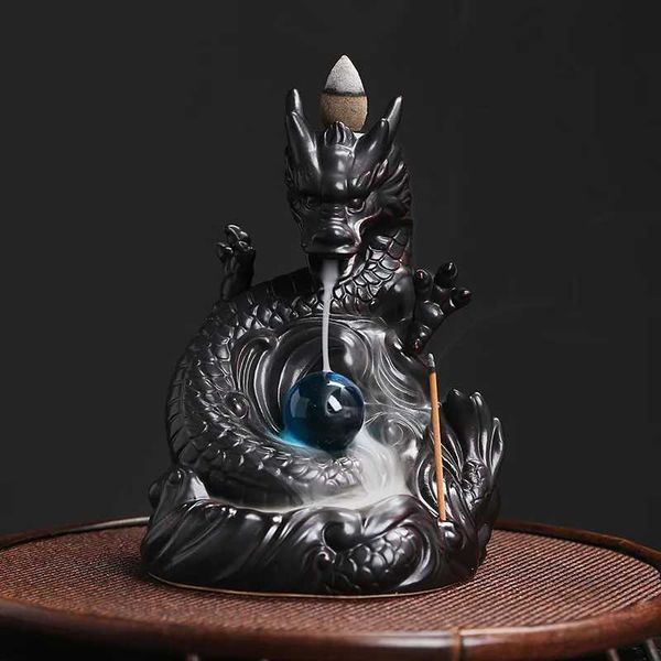 Duftlampen 1PC Dragon Backflow Weihrauchbrenner Keramik Weihrauchhalter für Wohnkultur Aromatherapie Entspannung Geschenke (ohne Weihrauch T240505