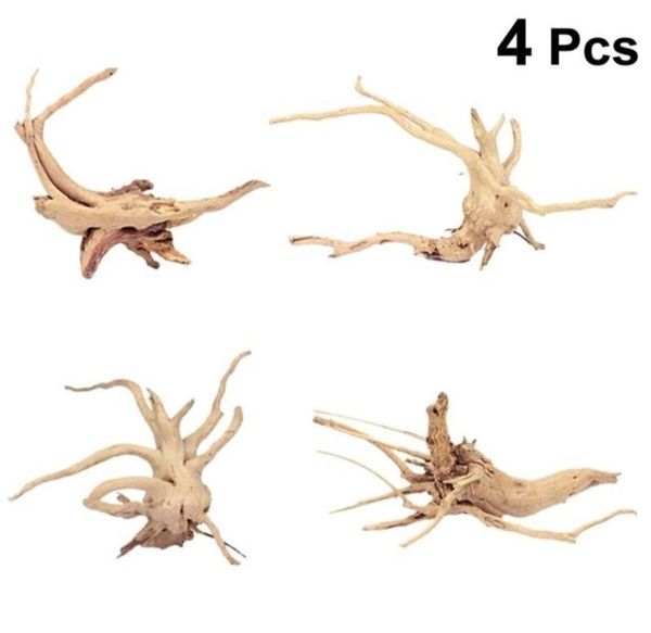 4PCS Aquarium Dekorationen Natural Zweig Driftwood für Fischtankdekoration Ornamente Y2009221199700