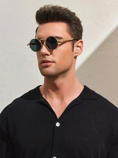 Sonnenbrille 1 Paar rundem Retro Mode Steampunk Mirror Metal eignet sich für Strandpartys