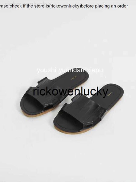 The Row Ruthless Goods_ The_ Row Shoes 2023 Summer Op Op Black Gold Skin Beach Bottom Slifor per outwear femminile