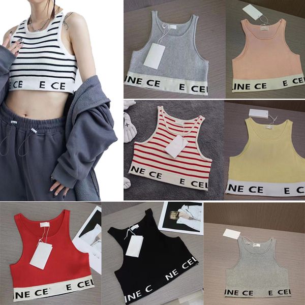 Designerinnen Frauenweste Tops kurze T -Shirt Sportwesten sexy Trend trägerloser Feste farbige Druck Breite Schulter -Tanktops