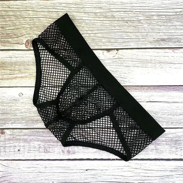 M-XL Mesh Rouphe Men Men Grandes Briefes de Fishnet Buas de Coloque Baixa Baixa Baixas Transparentes