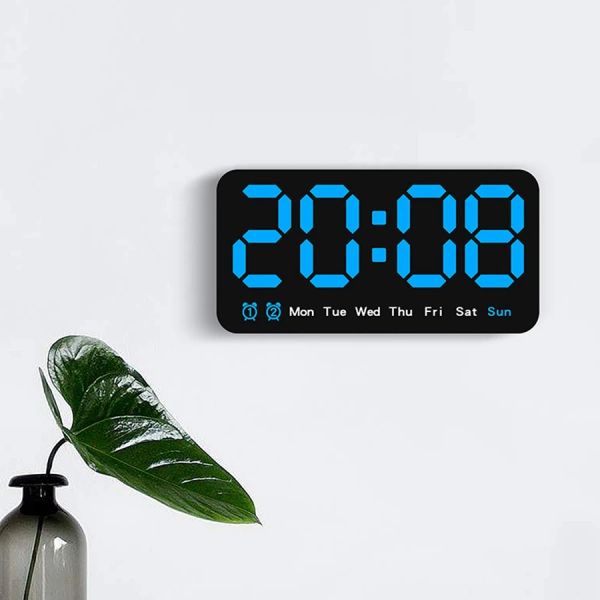 Orologi Digital Wall Clock Date Data Display Orologio Wall Multed LED Electronic Aune Clocks for Home 12/24H Controllo vocale