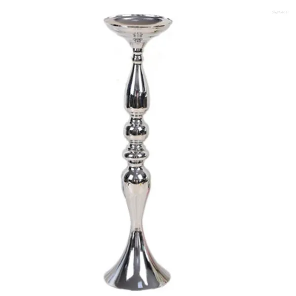 Titulares de vela Silver Metal Stand Flowers Vase Candlestick como Rota Candelabra Wedding/Table Centerpieces