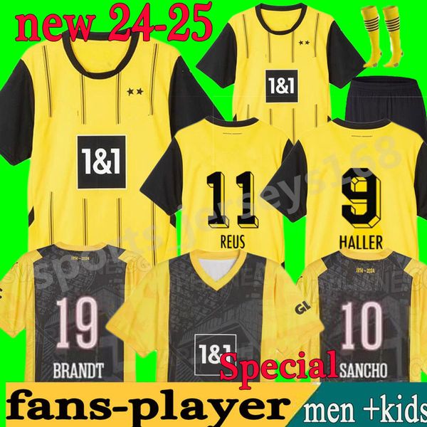 2024 2025 Sancho Soccer Jerseys REUS Dortmunds 50 лет в специальном фанате версии 23 24 25 Borussia Soccer Haller Футбольная рубашка Brandt Men Kids Kit Kit