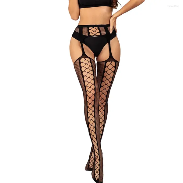 Frauen Socken sexy Fischnetzstrümpfe hohl aus Mesh offener Schritt Strumpfhose durch Leggings verführerische Strumpfwaren erotische Dessous