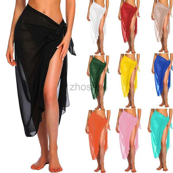 Kadın Plaj Giyim Kadın Giymek Kadınlar Uzun Sarong Mayo Örtüleri Yaz Plajı Bikini Sargı Sheer Kısa Etek Eşarp Mayo Örtüleri D240507