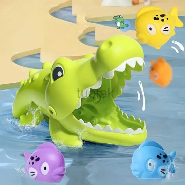 Bath Toys Kids Banheiro Banheiro Toy Toy Crocodile Eating Peixe Peixe Puzzle Bath Toy para meninos meninas Aniversário de natal presente D240507