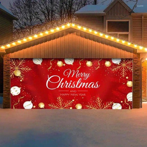 Wandteppiche Weihnachtsgaragentor Wanddekoration Große Deckung Weihnachten Banner Hintergrund Happy Year Outdoor Outdoor