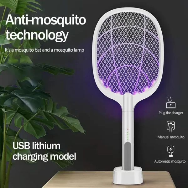 Zappers portátil de choque elétrico UV Lâmpada de mosquitos leves Bug USB Bug Zapper Fly Trap Racket Racket Mosquito