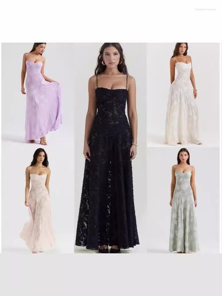 Lässige Kleider formeller Anlass Maxi schwarze Applikationen für Tanzpartys lange elegante und schöne Frauen Kleid