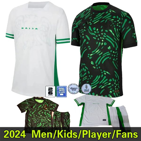 2024 Nigeria Soccer Maglie nazionale 23 24 Okocha Iheanacho Aina Simon Omberuo A. Iwboi Home White Away Men Black Uniform Kit Kit Shirts Football