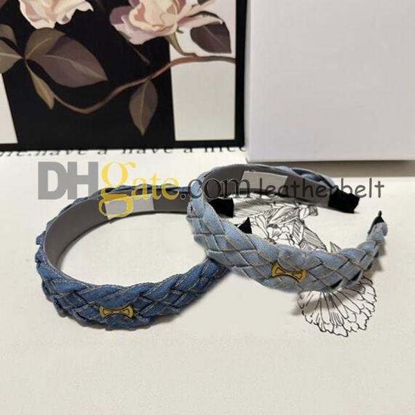 Fashion Table Bands Metal Letter Bandas de cabelo Retro Designer Hair Hoop for Women Girl Denim Banding com caixa