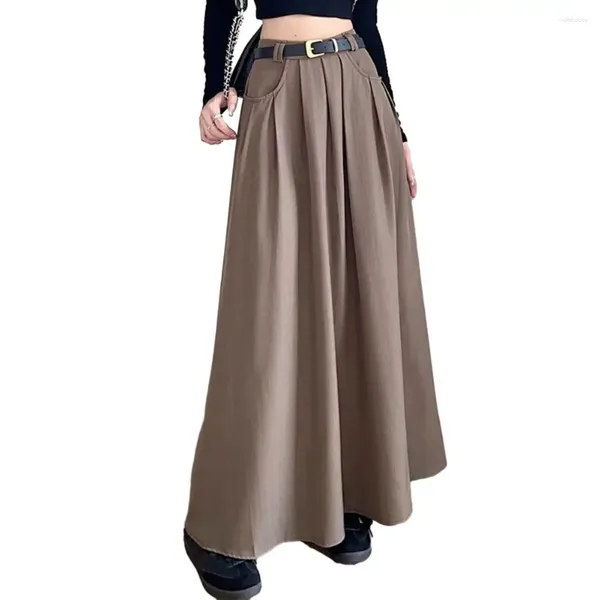 Röcke pendeln Rock für Frauen stilvoller Frauen Midi mit Taschen Elegante A-Line Casual Elastic Taille Optionen Herbst Sommer