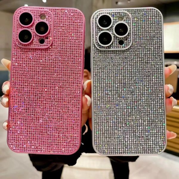 Luxus Glitzer funkelnde Diamanthüllen für iPhone 11 12 13 14 15 Pro Max plus schockdes Objektivkamera Schutz Bling Strass -Stoßstangenabdeckung Hülle