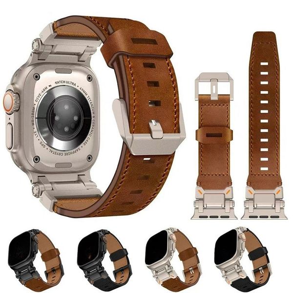 Echte Lederriemen für Apple Watch Ultra Band 49mm 45 mm 42 mm Luxus Männer Dermis Iwatch Watchband 44mm Apple Watch Bracelets Apple SmartWatch Bandzubehör