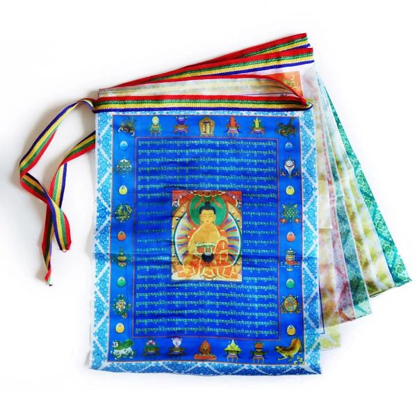 Accessori bandiere di preghiera buddiste tibetane, SUTRA Streamer, contengono 10 bandiere, bandiera decorativa in stile tibet, lunghezza totale 3metri, motivi chiari