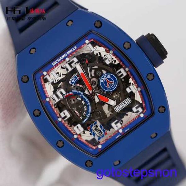 RM Движение запястья Watch RM030 Автоматические механические часы RM030 Мужчины Жермен Синий Керамика NTPT углеродное волокно