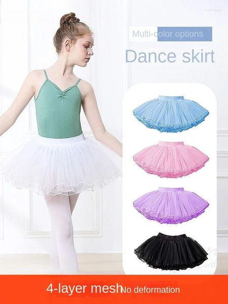 Bühnenbekleidung Kindertanz Gaze Rock Girl's Pink Ballet Tutu Übung Kleid weiß