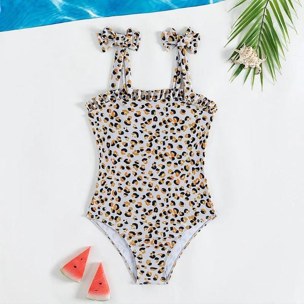 Stampa di moda da bagno femminile Stampa leopardo leopardo adolescenti da bagno da bagno 5-14 anni Kids One-Pece Summer Beach Wear Outfit da nuoto