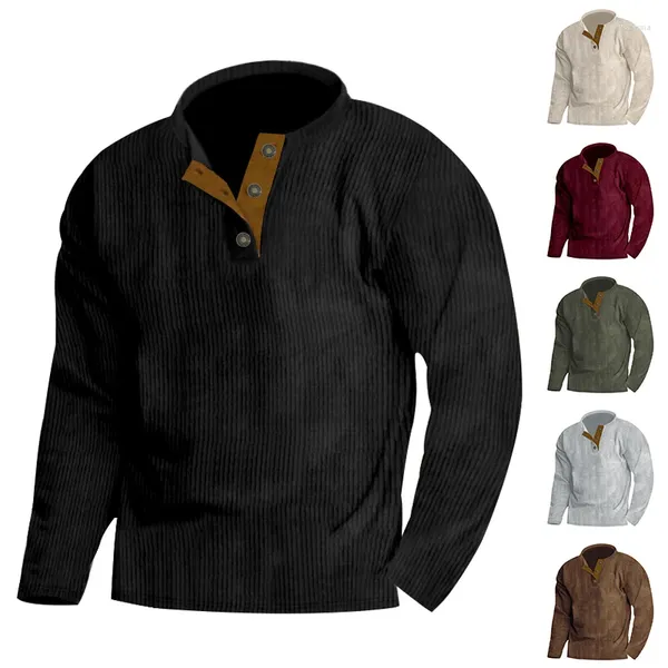 Camisetas masculinas de outono e inverno Europeu American Camise Casual Corduro