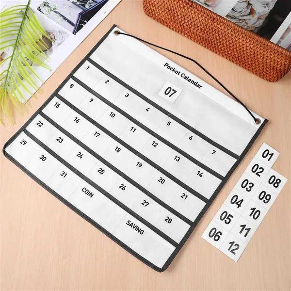 Kalender 1pc Wandhänge Kalender Tasche 1 Monat Hanging Taschenkalender Nicht gewebter Stoffaufbewahrungstaschen Aufbewahrungstasche Organizer Organizer