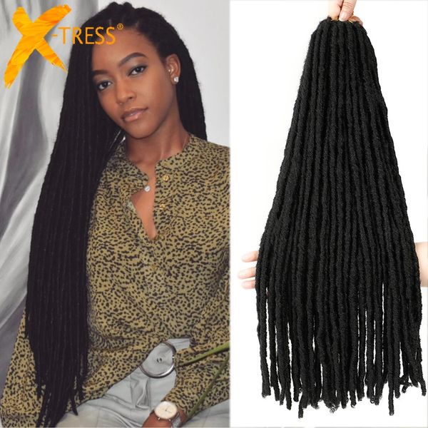 Extensões sintéticas de cabelo de crochê de crochê dreadlocks ombre marrom de cor marrom x cofre liest lets retenções cabelos para mulheres 240506