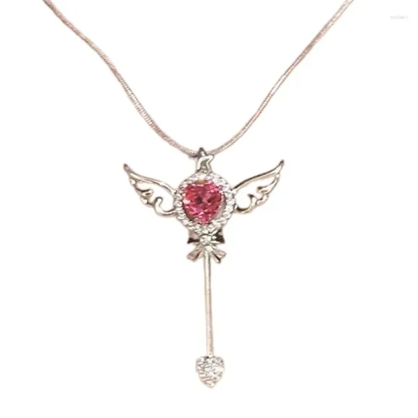 Collane a sospensione Eleganti bacchette rosa Collana Clavicolare Ornament per Girl F19D