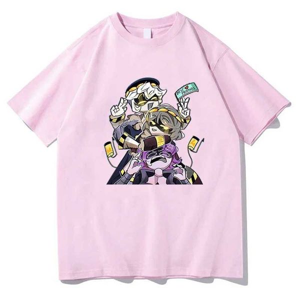 Erkek Tişörtler 2023 Anime Cinayet Dronları En İyi Arkadaşlar T-Shirt Komik Manga Grafik Baskı Tişörtleri Erkek Kadın Pamuk T-Shirts Gotik Strtwear T240506