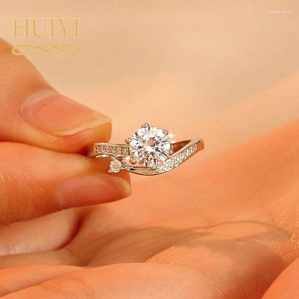 Кластерные кольца Huiyi Sterling Silver 925 Moissanite for Women Wedding Curvagement Jewelry Trending Свидетельство о продукте