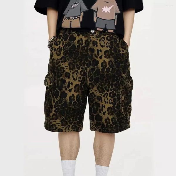 Shorts maschile 2024 Summer Leopard Vintage Leopard Hip Hop Harajuku Streetwear Cargo Stampato