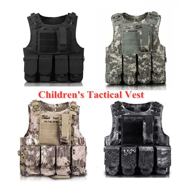 Kids Boys Tactical Weste Tarnung kugelsicherer Kampfpanzer Tops Armee Soldat Ausrüstung Spezialkräfte Militäruniform 240430