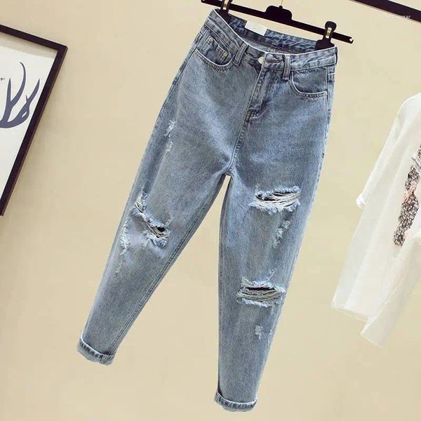 Jeans femminile con buchi pantaloni tagliati eleganti abiti da donna vestiti primaverili da donna 2024 jean y2k baggy 2000 streetwear anni '90 urbano