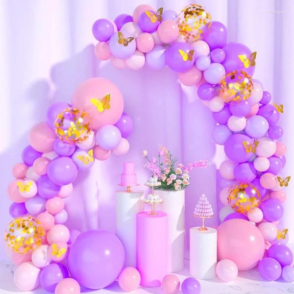 Partydekoration rosa lila Luftballons Arch Kit Garland für Prinzessin Babyparty Geburtstag Hochzeitsdekorationen Vorräte