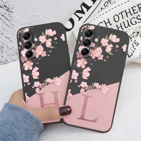 Mobiltelefonhüllen Anfangsbuchstaben A Z Hülle für Galaxy A54 5G Deckel rosa Blumen weiche Silikon -Rückfunda für eine 54 Coque Stoßstangenbeutel