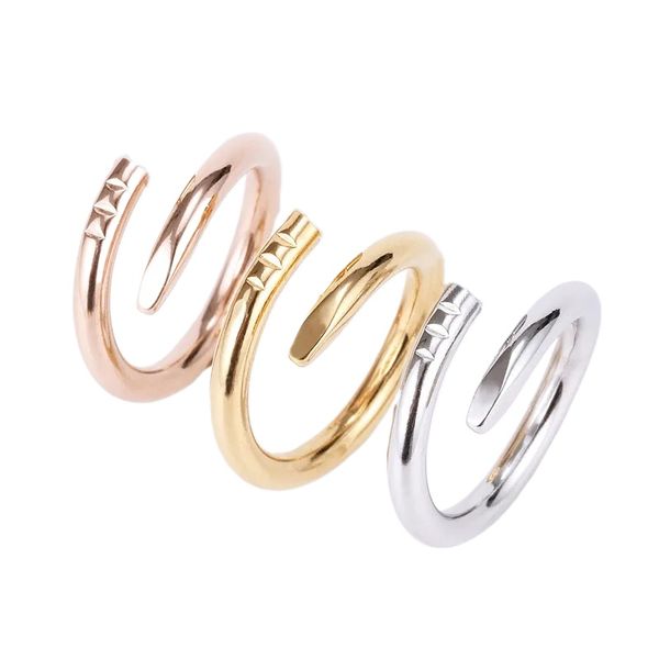 Love Designer Ring Womens Band Rings Schmuck Titanstahl Single Nail European und American Fashion Street Casual Paar Klassiker Gold Silber Rose