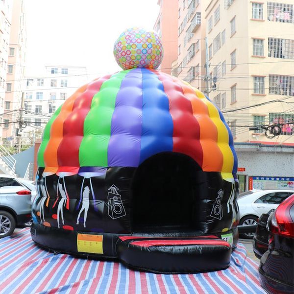 4mlx4mwx4mh (13,2x13.2x13.2ft) Tema de festa de alta qualidade Rainbow Rainbow Colorful Inflatable DiscO dancing Music Dome Castle Bouncy Pumping Bouncer