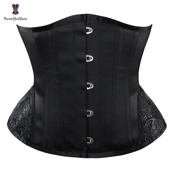 Jackets 5 Buttons vintage Underbust Corset Women Women Chanchers 14 Bustiers de aço Bustiers curtos Corsários Suporte de volta