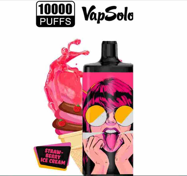 Vapsolo King 10000 Puffs Bar E Cigarro descartável E Hookah Recarregável 10k Puff 650mAh Bateria pré-cheia