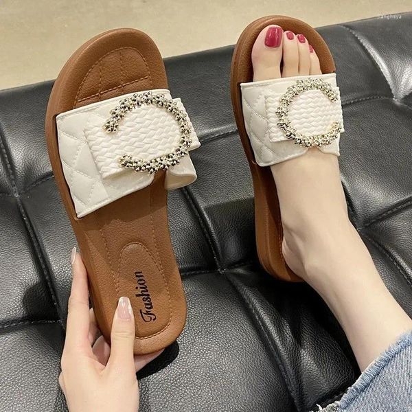 Sapatos casuais chinelos para mulheres de verão outwear coreano edição instagram de praia macia sola legal
