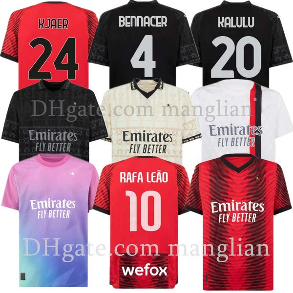 2024 Maglie da calcio magni da uomo Magni da calcio personalizzato Kit Kit Kit Kit Football Kit Rafa Leao Theo Tomori Pulisic Loftus Cheek Bennacer Kalulu Reijnders Milans